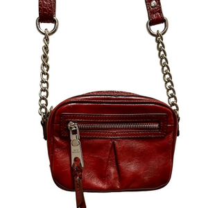 🚨Dana Buchanan Red Crossbody Bag, Croc Embossed, Leopard Print Interior, EUC